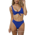 Good quality women high waisted swimsuit pure color sexy bikini swimwear 2018